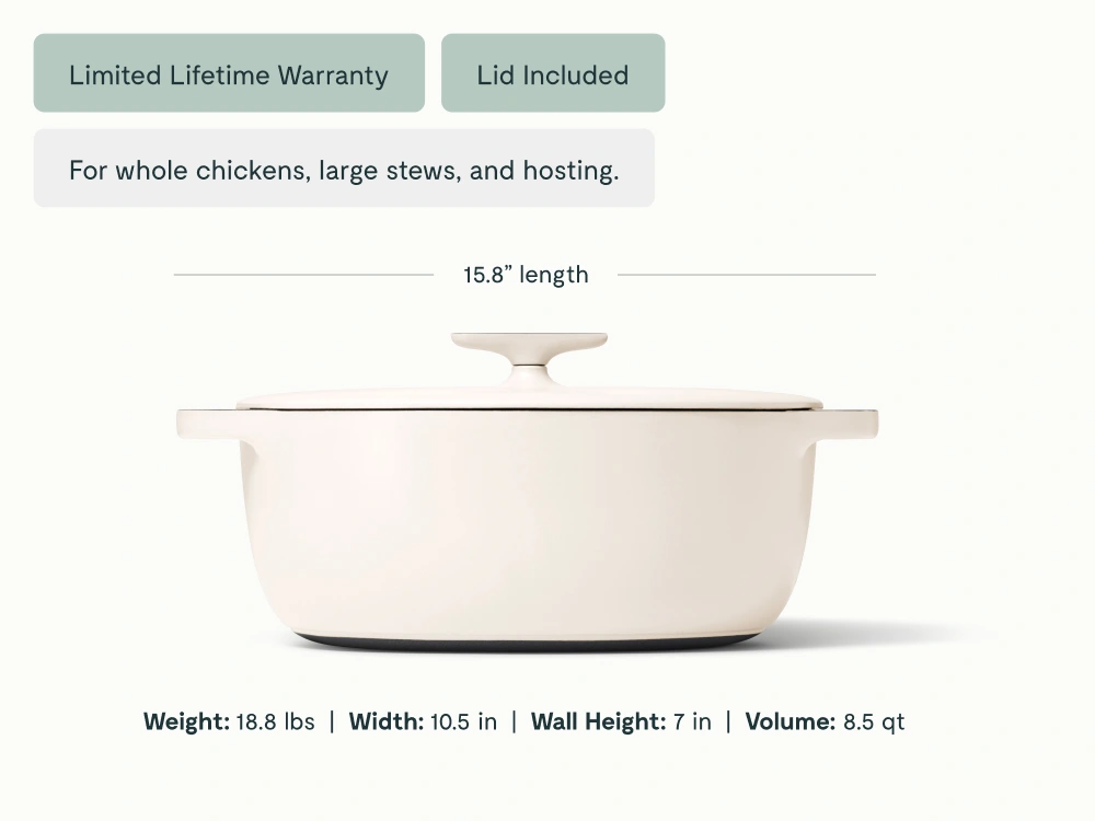 Caraway 8.5 qt Enameled Cast Iron Oval Dutch Oven
