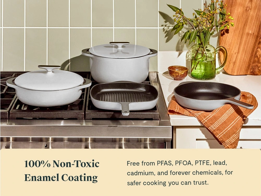 Caraway Enameled Cast Iron Set & Minis – 12-Piece Non-Toxic Cookware with Dutch Oven, Skillet, Braiser, Grill Pan & 2 Mini Pans – All Stovetops, Lifetime Warranty