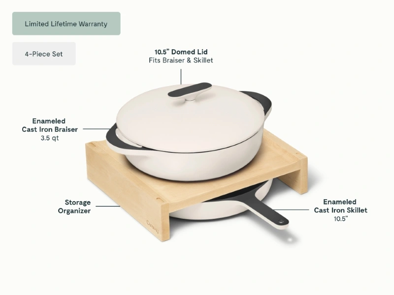 Caraway Enameled Cast Iron Skillet & Braiser Duo