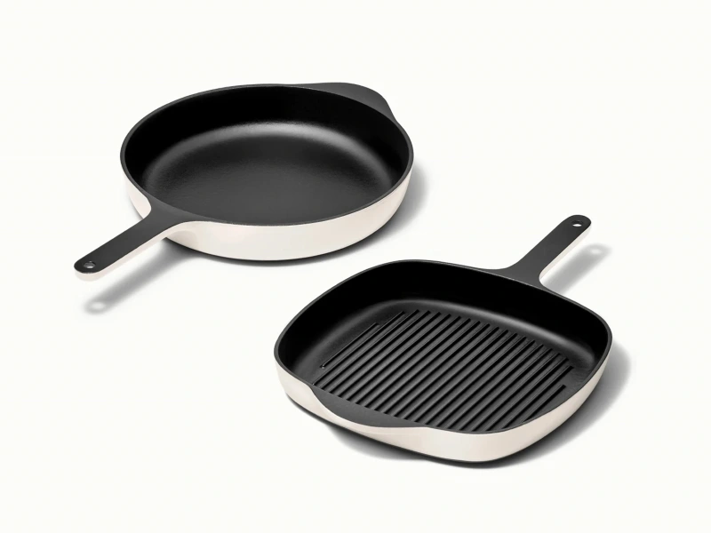 Caraway Cast Iron Skillet & Grill Pan Duo — Non-Toxic Enameled