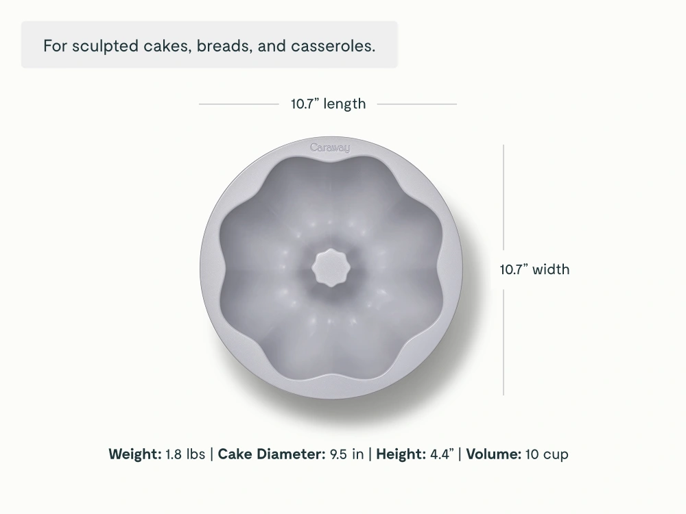 Caraway 9.5" Fluted Cake Pan — Non-Stick Ceramic Coating, Aluminized Steel Core, Oven Safe to 550°F