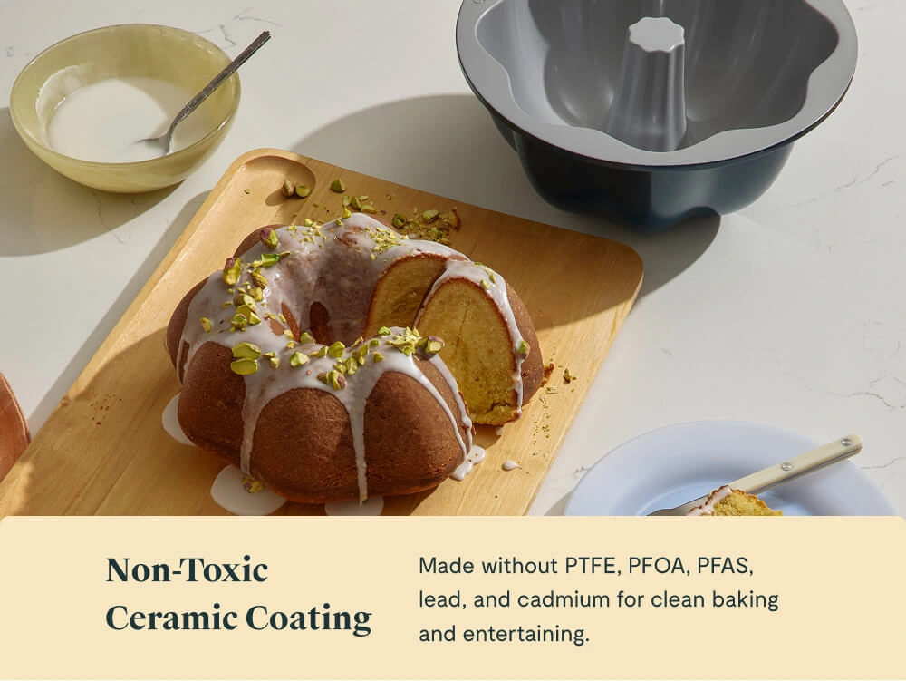 Caraway 9.5" Fluted Cake Pan — Non-Stick Ceramic Coating, Aluminized Steel Core, Oven Safe to 550°F