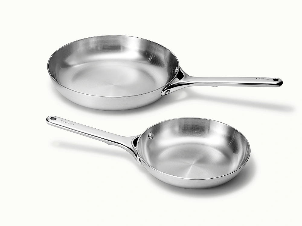 Caraway Stainless Steel Fry Pan Duo - 8 Inch & 10.5 Inch Pans