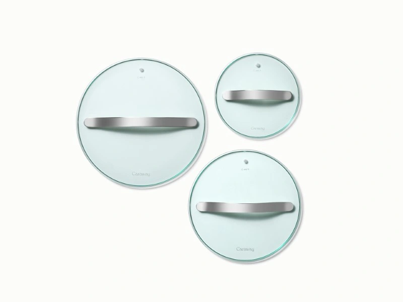 Caraway Glass Lid Set (3-Piece) — Oven-Safe Tempered Glass with Organizer