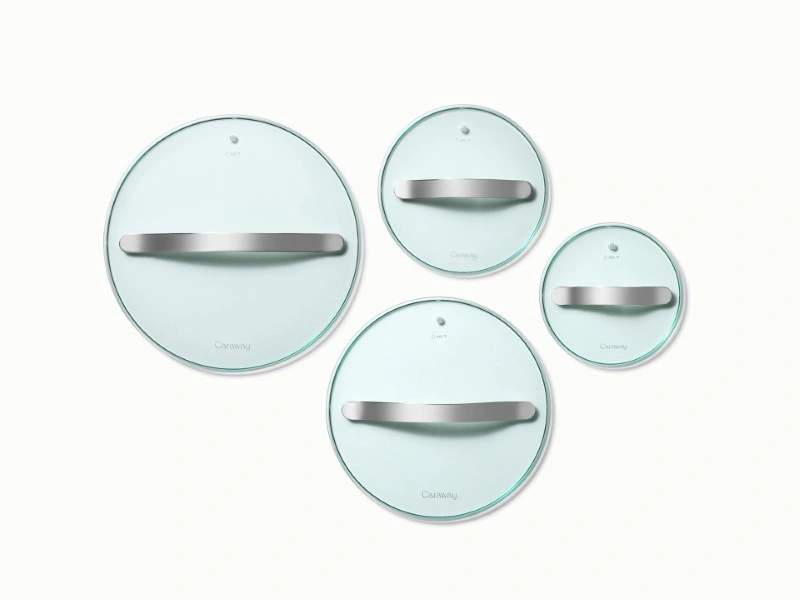Caraway Glass Lid Set of 4 (7", 8", 10.5", 12") with Lid Organizer