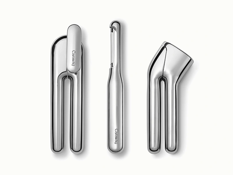 Caraway Kitchen Gadget Trio — Can Opener, Vegetable Peeler & Garlic Press