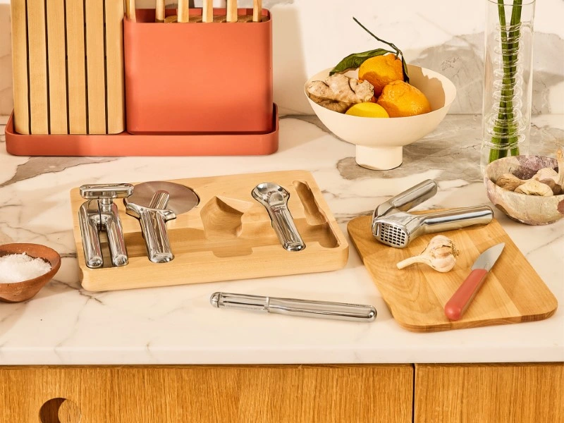 Caraway 5-Piece Kitchen Tool Set with Bamboo Organizer