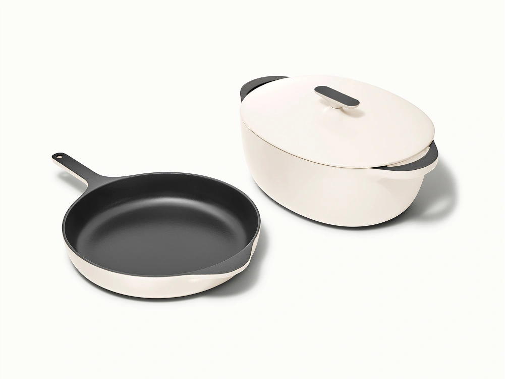 Caraway Large Enameled Cast Iron Duo – 12" Skillet & 8.5 qt Oval Dutch Oven Set