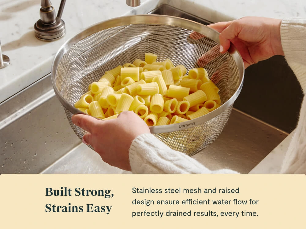 Caraway Large Stainless Steel Strainer — 6 Quart Capacity