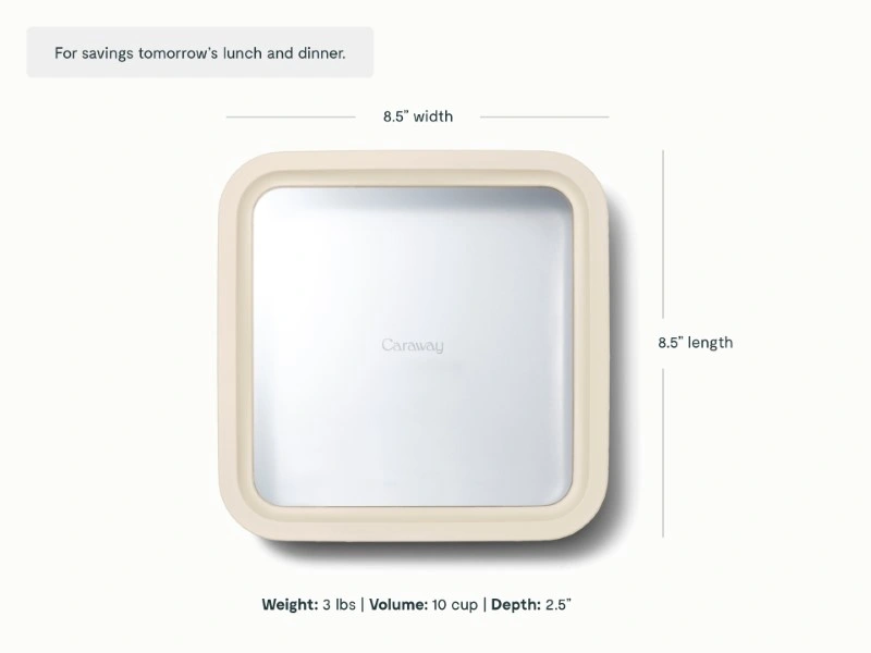 Caraway Ceramic-Coated Glass Food Storage Container — 10 Cup, Air Release Technology