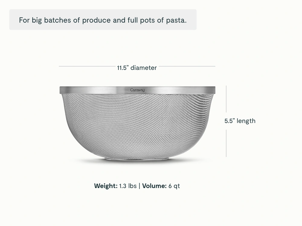 Caraway Large Stainless Steel Strainer — 6 Quart Capacity