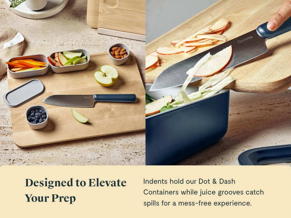 Caraway Medium Cutting Board — Sustainable Maple Wood with Built-In Indents