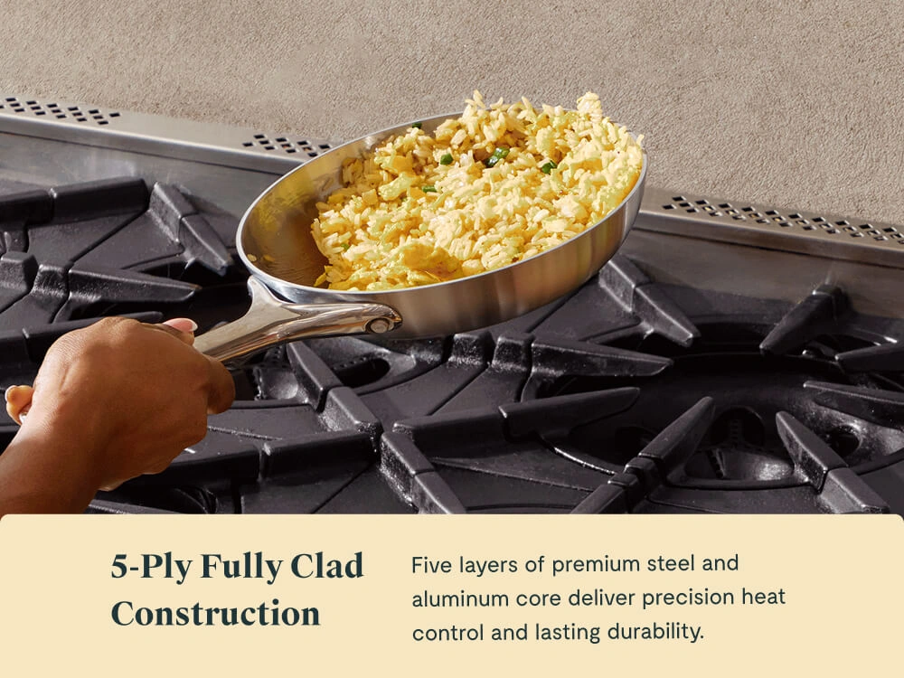 Caraway 8" Stainless Steel Mini Fry Pan — 5-Ply Steel, Oven Safe, Non-Toxic, Lifetime Warranty