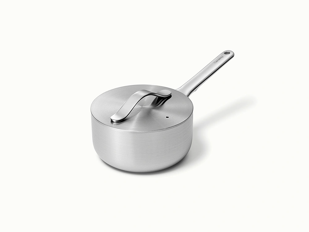 Caraway 1.75 qt Mini Saucepan with Lid — Non-Toxic 5-Ply Stainless Steel, Oven Safe, Burner Agnostic, Lifetime Warranty