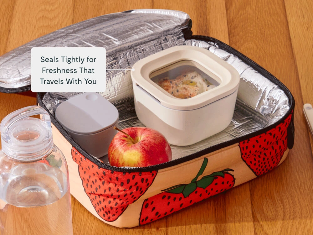 Caraway Mini Square Glass Food Storage Container — 1.75 Cup with Ceramic-Coated Lid