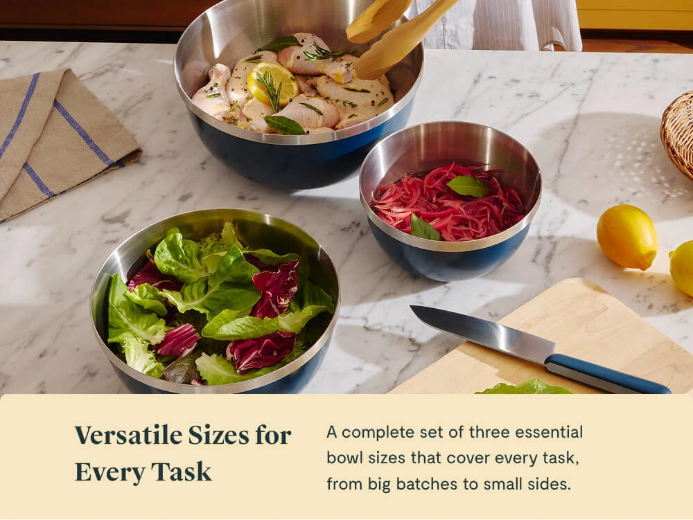 Caraway 6-Piece Stainless Steel Mixing Bowl Set with Glass Lids