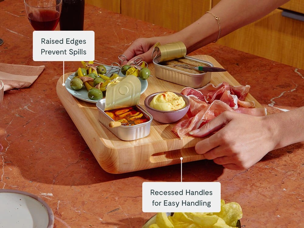 Caraway 12" Prep & Serve Butcher Block — Dual-Sided, Edge-Grain Wood, Made in USA
