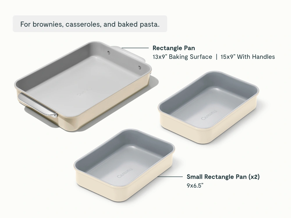 Caraway Rectangle Pan Trio — 13x9" Pan & Two 9x6.5" Pans