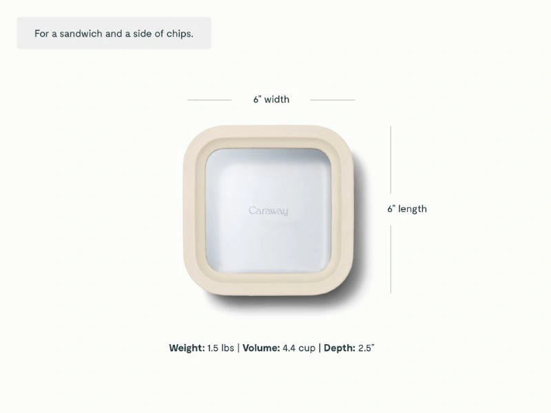 Caraway Small Ceramic-Coated Glass Food Storage Container with Air Release