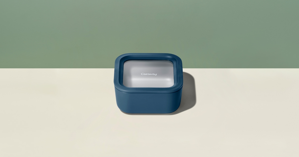 Caraway Small Ceramic-Coated Glass Food Storage Container with Air Release