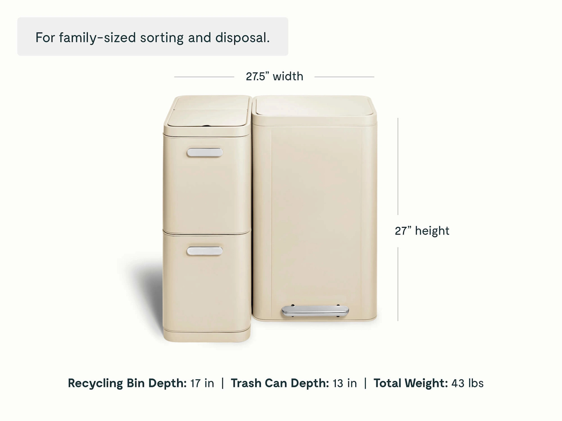 Caraway Trash & Recycling Duo (Rectangular) — 13 Gal Capacity, Fingerprint Resistant