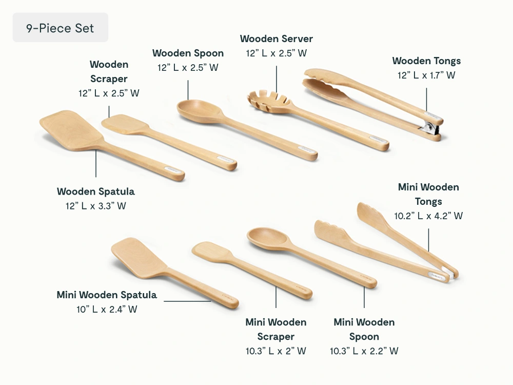 Caraway Utensil & Minis Set (9-Piece) — FSC-Certified Birch Wood